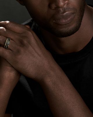 Men's Forged Carbon Band Ring in 18K Gold