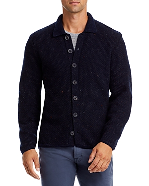 Inis Meain Breidin Stitch Cardigan In Dark Blue
