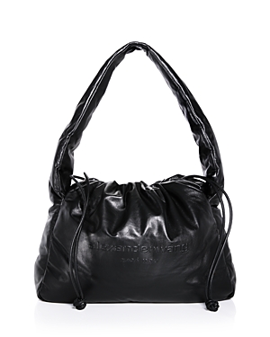Shop Alexander Wang Ryan Large Leather Puff Bag In Black