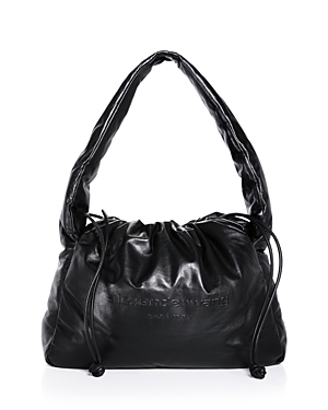 Alexander Wang Ryan Puff Shoulder Bag In Black Leather In Black