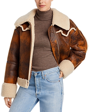 Shop Stand Studio Lessie Faux Shearling Jacket In Brown/white