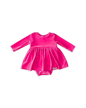 Worthy Threads Kids' Girls' Long Sleeved Velvet Bubble Romper - Baby In Hot Pink