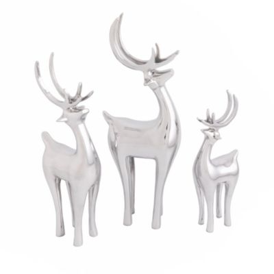Silver Plated Vintage Reindeer, Set of 3