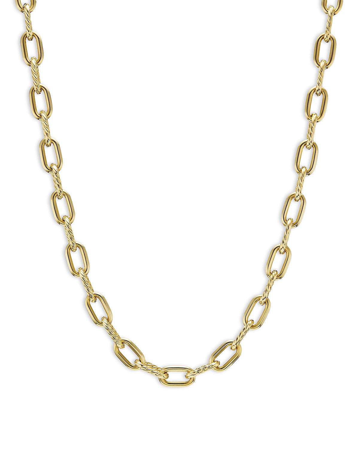 David Yurman 18K Yellow Gold Dy Madison Textured & Polished Link Chain Necklace, 18.25