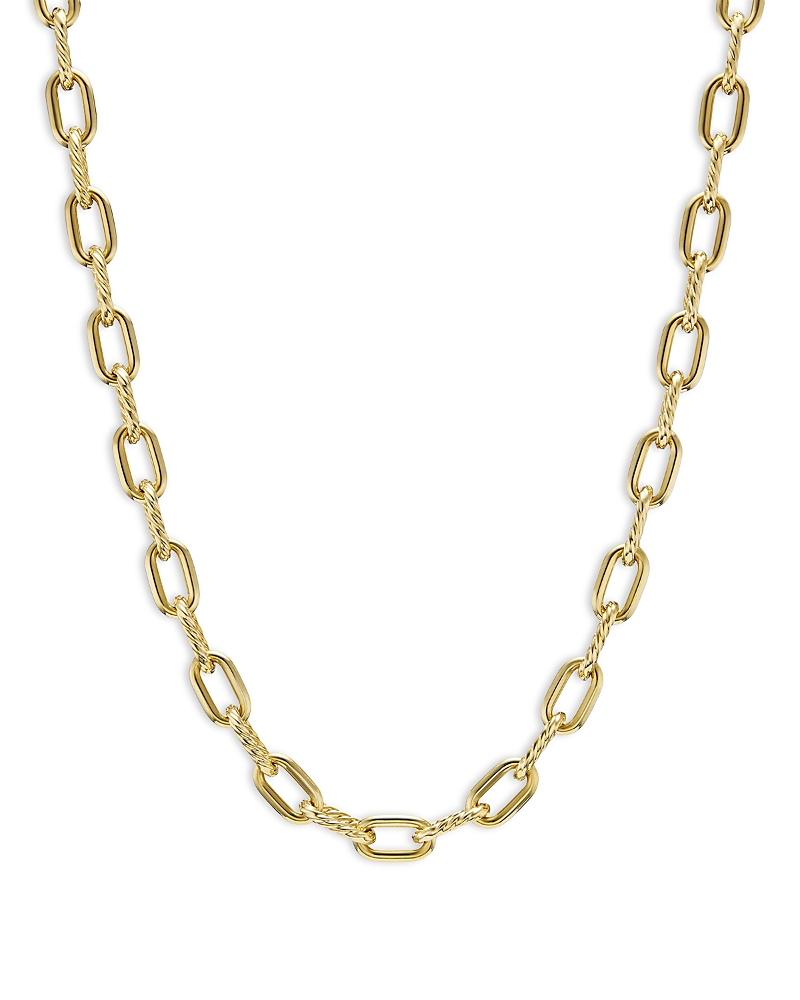 David Yurman 18K Yellow Gold Dy Madison Textured & Polished Link Chain Necklace, 18.25