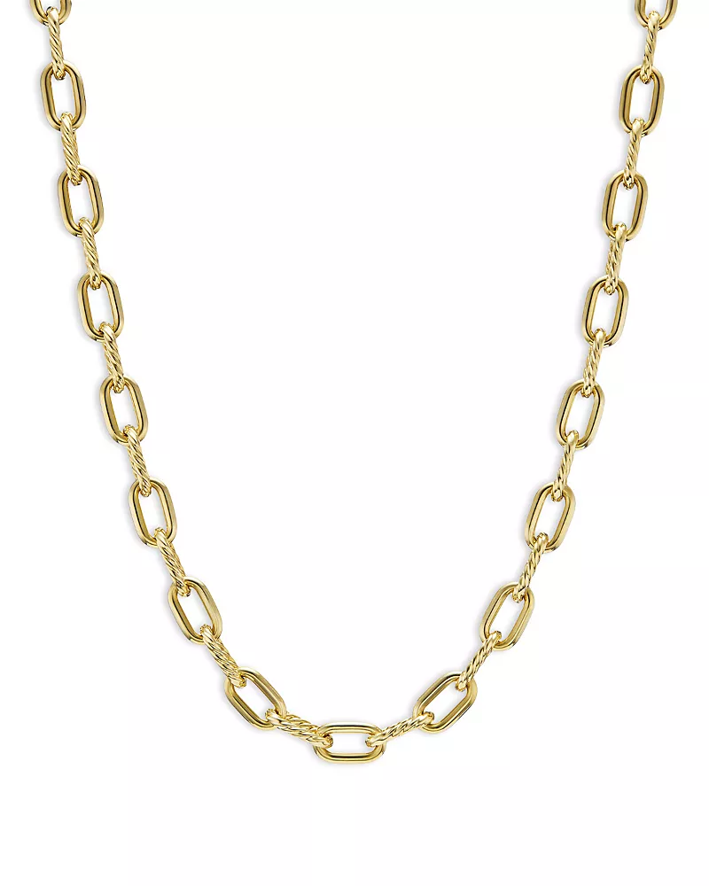 David Yurman 18K Yellow Gold Dy Madison Textured & Polished Link Chain Necklace, 18.25
