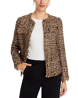 Kobi Halperin Lisa Chain-trim Fringe Tweed Jacket In Gold