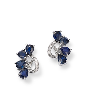 Bloomingdale's Precious Stone & Diamond Ear Climbers In 14k White Gold In Blue/white