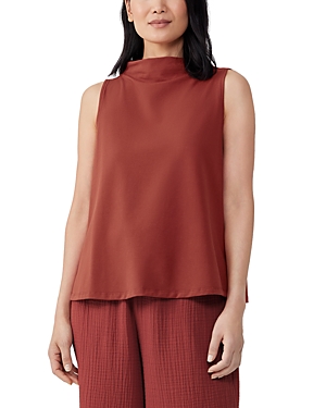 Eileen Fisher Funnel Neck Stretch Organic Pima Cotton Tunic In Picnt