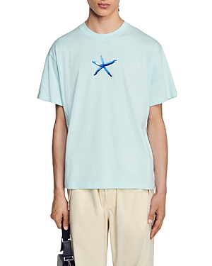 Sandro Short Sleeve Graphic Tee In Mint Blue