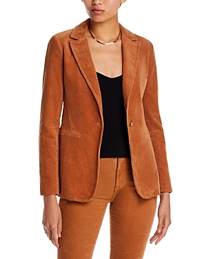 Shop Alice And Olivia Macey Notch Collar Fitted Blazer In Camel
