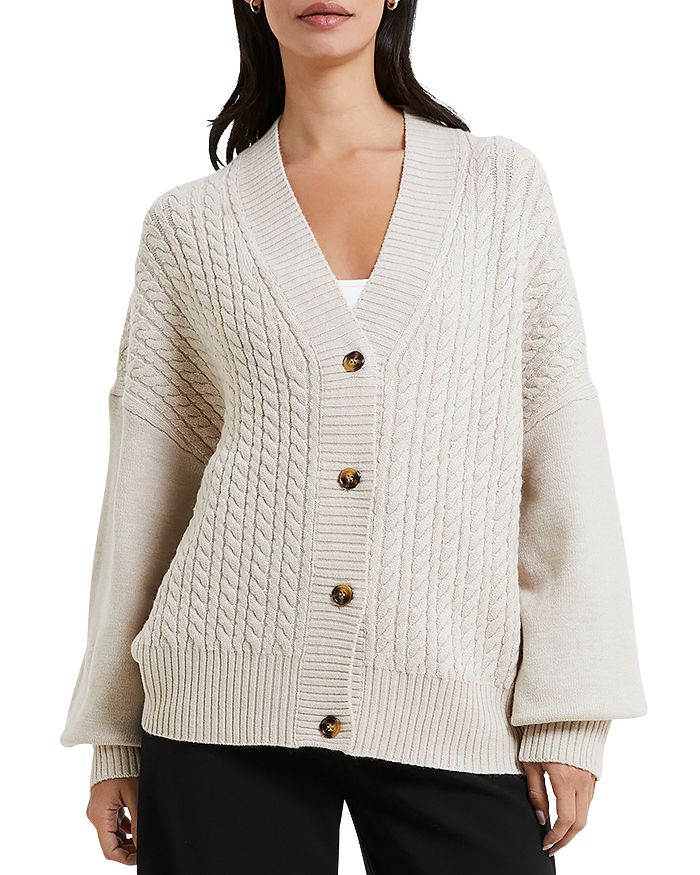 Oatmeal V Neck Knitted Cardigan, WHISTLES