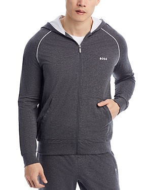 Hugo Boss Full Zip Hooded Sweatshirt In Charcoal