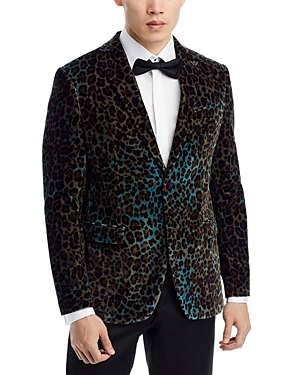 John Varvatos Star Usa Velvet Leopard Print Slim Fit Jacket