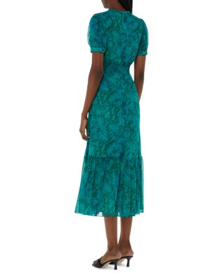 Whistles Short Sleeve Smocked Midi Dress | Bloomingdale's Women