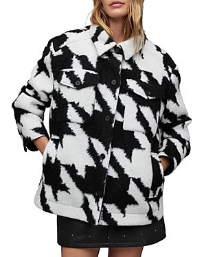 Allsaints Rosey Mono Jacket In Black/ White