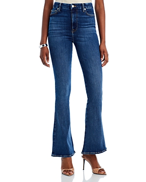 7 For All Mankind High Rise Skinny Bootcut Tailorless Jeans in Blue Star