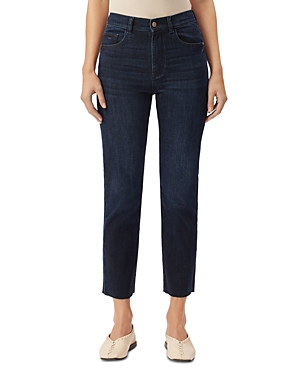Shop Dl1961 Patti High Rise Ankle Straight Jeans In Mediterranean