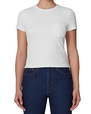 Agolde Arlo Rib-knit Pocket Tee In White
