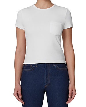 Shop Agolde Arlo Rib Knit Pocket Tee In White