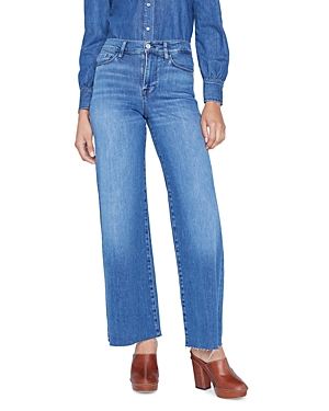 Shop Frame Palazzo Raw Hem High Rise Straight Jeans In Crossings