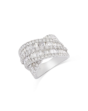 Bloomingdale's Diamond Baguette & Round Crossover Statement Ring In 14k White Gold, 2.80 Ct. T.w.