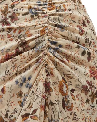 Sira Silk Ruched Midi Skirt