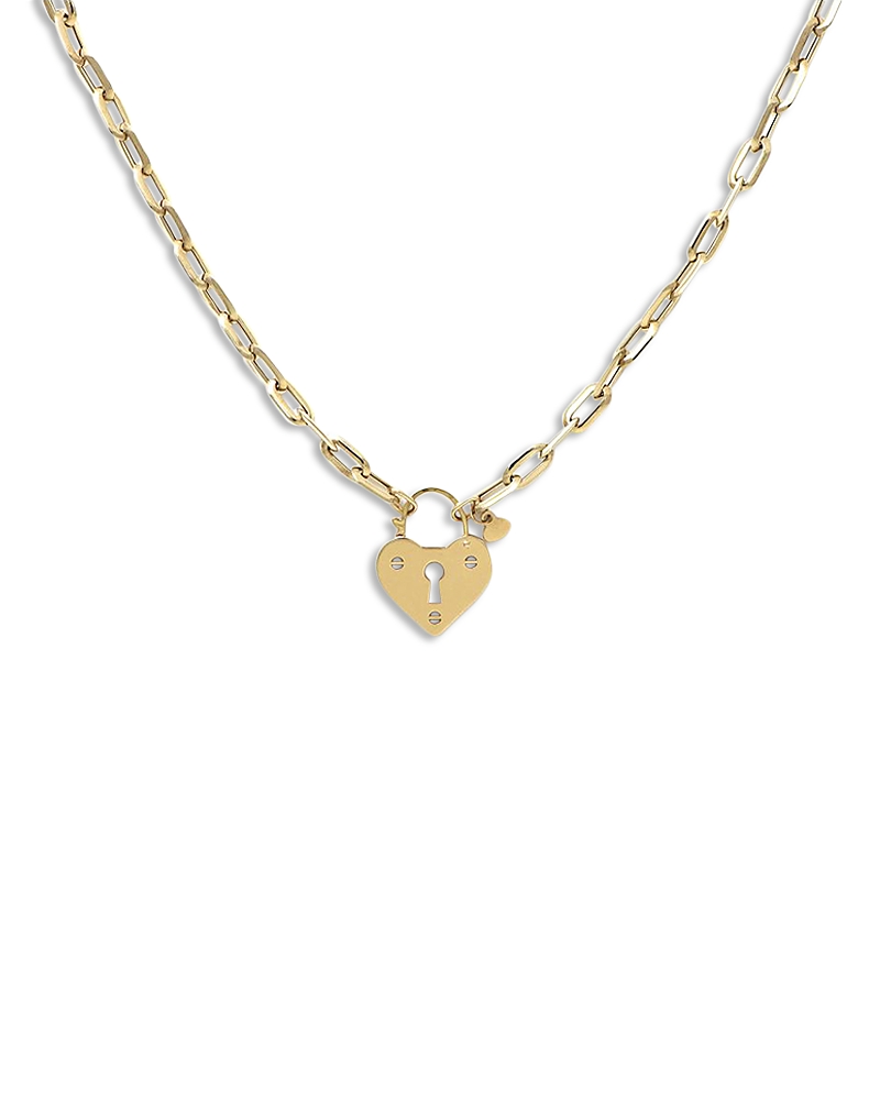 Bloomingdale's Heart Paperclip Link Pendant Necklace In 14k Yellow Gold, 18 In Gold
