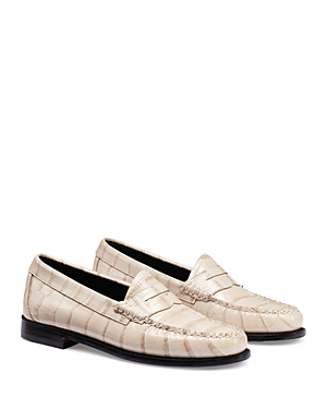 G.h. Bass Originals Women's Whitney Croc Embossed Weejuns Loafers In Beige