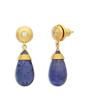Gurhan 18 & 24k Yellow Gold Spell Tanzanite & Diamond Drop Earrings In Blue/gold