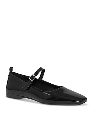 Shop Vagabond Shoemakers Vagabond Women's Delia Square Toe Ankle Strap Flats In Black Patent
