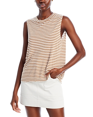 Monrow Stripe Muscle Tank In Sahara Stripe
