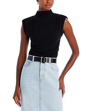 Veronica Beard Lossa Mock Neck Top In Black