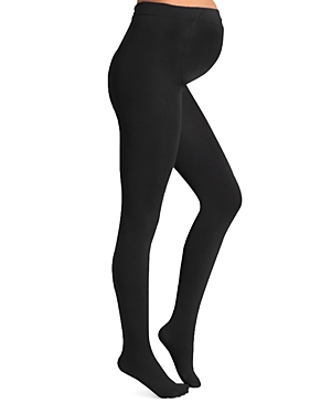 Plush Maternity Fleece Lined Tights In Black