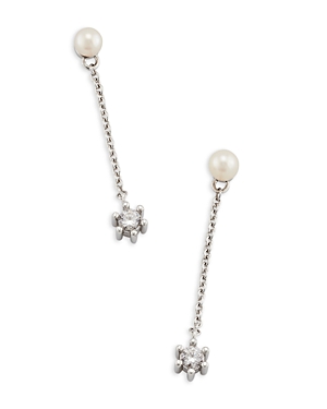 Shop Kendra Scott Leighton Pearl Linear Earrings In Silver/white