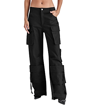 Steve Madden Duo Womens Cotton High Rise Cargo Pants In Black