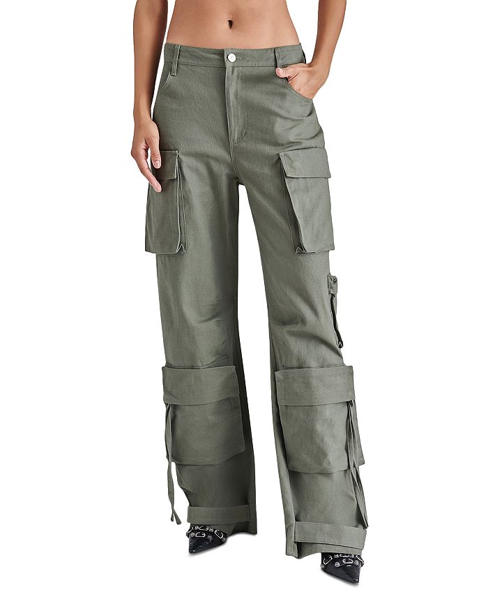Solid Wide Waistband Running Yoga Stretch Pocket Patched Cargo