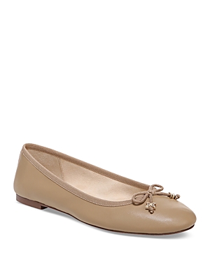 Shop Sam Edelman Women's Felicia Luxe Emblem Bow Ballet Flats In Soft Beige