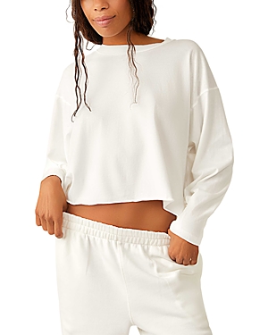 Free People Fun Times Boxy Turtleneck Top In White