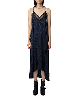Shop Zadig & Voltaire Risty Silk Jacquard High Low Dress In Encre