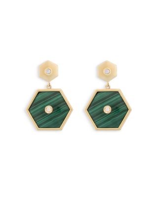 Miseno Jewelry 18K Yellow Gold Baia Malachite & Diamond Geometric Drop Earrings