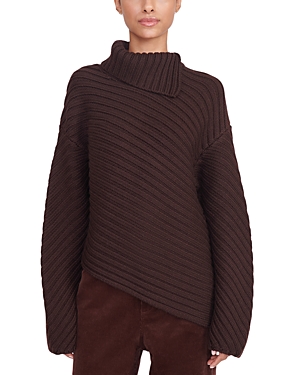 Shop Staud Engrave Merino Wool Sweater In Dark Chocolate