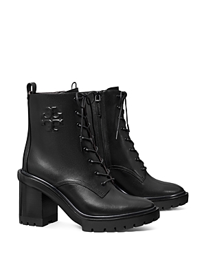 Tory Burch Logo Embossed Lug Boot In Perfect Black