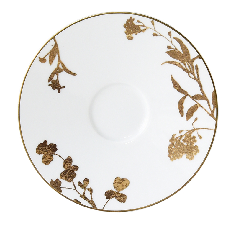 Bernardaud Vegetal Or Espresso Saucer In White/gold