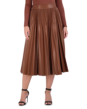 Bcbgmaxazria Faux Leather Pleated Midi Skirt