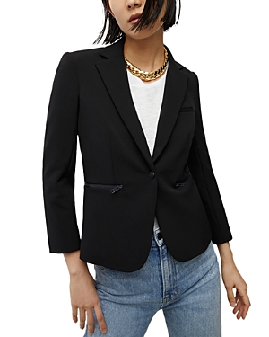 Veronica Beard Schoolboy Zip Pocket Blazer In Navy