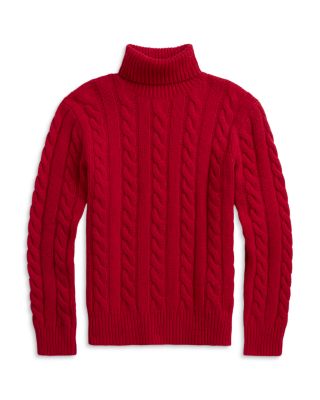 Cable Knit Wool Cashmere Turtleneck Sweater