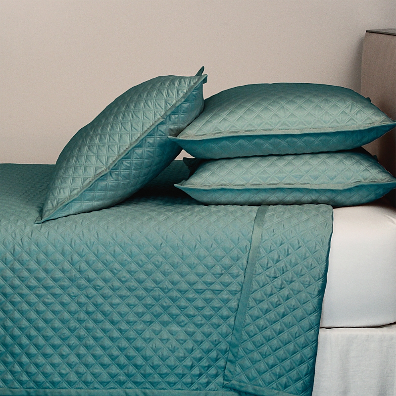 Ann Gish Double Diamond Coverlet Set, King In Teal