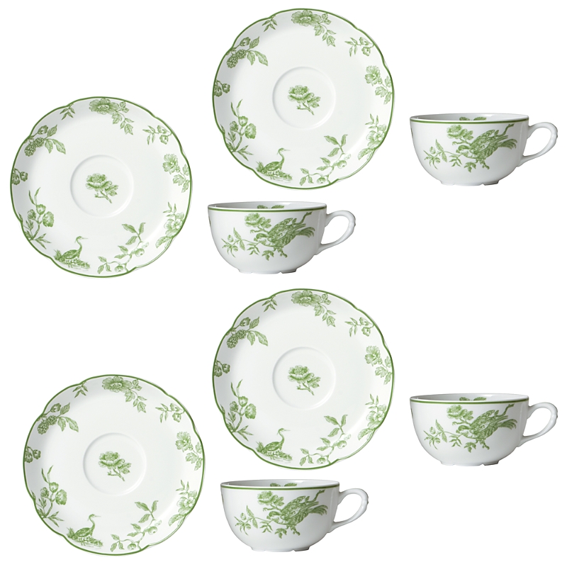 Bernardaud Albertine Tea Cup & Saucer, Set Of 4 In Multi