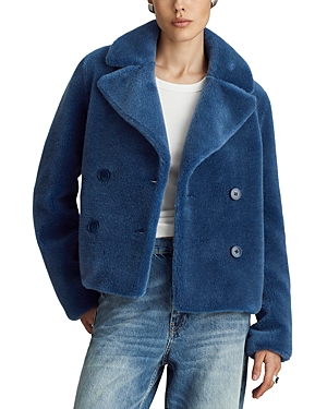 Shop Dawn Levy Madrid Wool Shearling Coat In French Blue